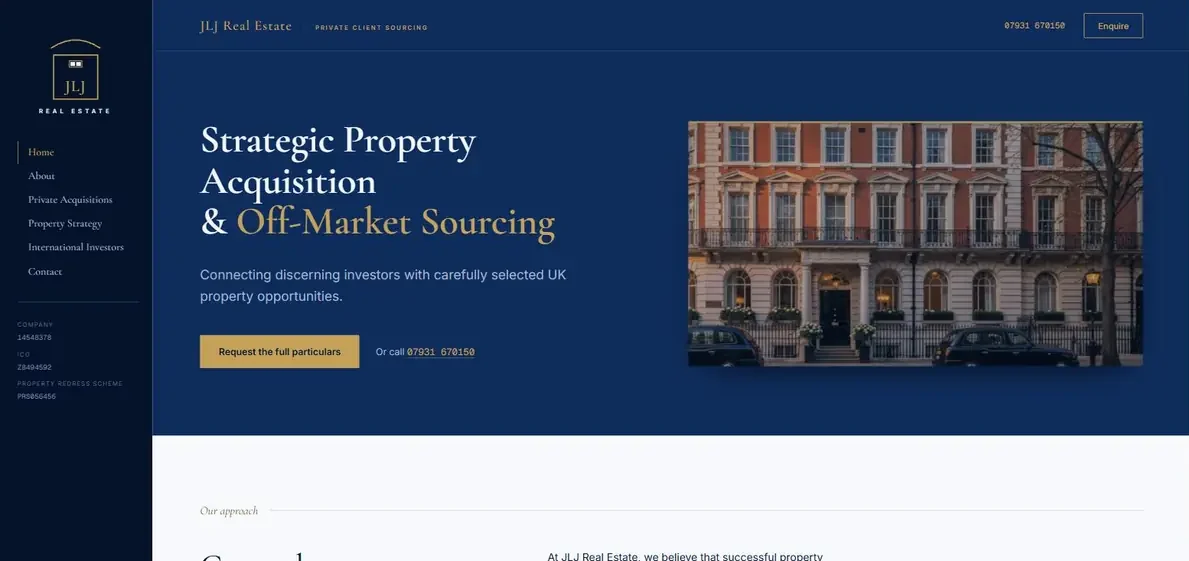 The JLJ Real Estate home page.