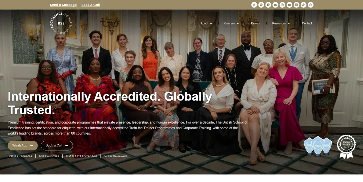 The British School of Excellence home page.