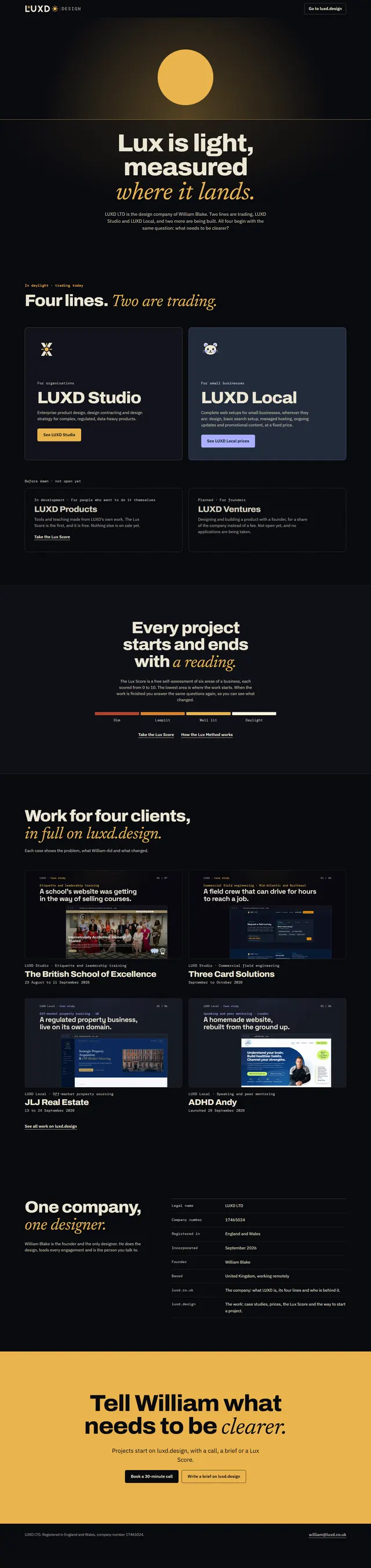 Cinematic Light: the whole page, top to bottom.